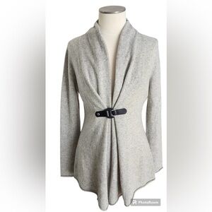 EUC Gray Cashmere Cinched Waist Cardigan, Large